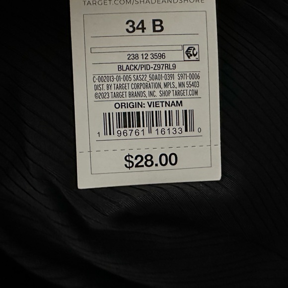 2/$20 Shade & Shore Ribbed Longline V-Wire Bikini Top - Black - Picture 4 of 5